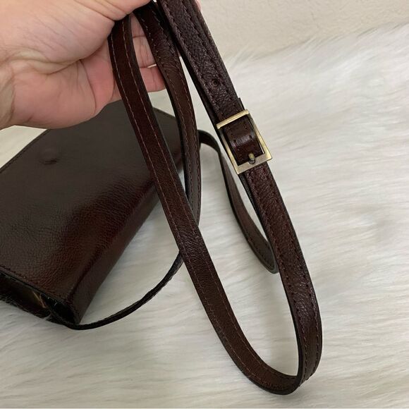 Vera Pelle Dark Brown Genuine Leather Flap Crossbody Bag - Picture 7 of 11